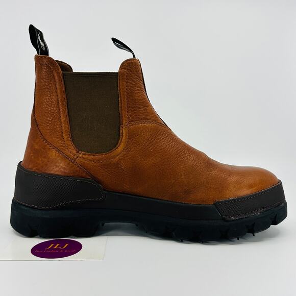 Polo Ralph Lauren Men's Oslo Brown Tumbled Leather Lug Chelsea Boots Size 7D - Picture 7 of 11